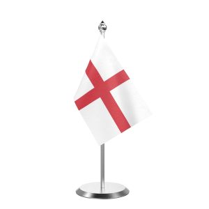 Single England Table Flag with Stainless Steel Base and Pole with 15" pole