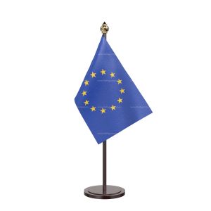 European Union Table Flag With Black Acrylic Base And Gold Top