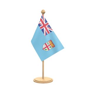 fiji Table Flag With wooden Base And wooden pole