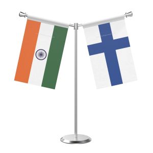 Y Shaped Finland Table Flag with Stainless Steel Base and Pole