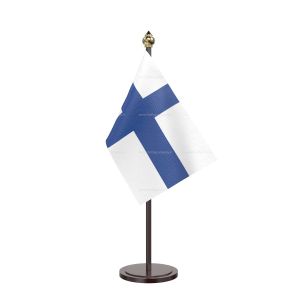 Finland Table Flag With Black Acrylic Base And Gold Top