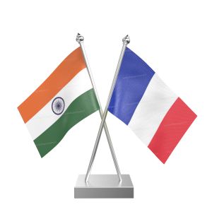 France Table Flag With Stainless Steel Square Base And Pole