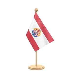 French Polynesia Table Flag With wooden Base And wooden pole