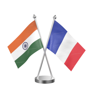 French Guiana Table Flag With Stainless Steel Base And Pole
