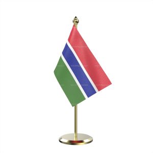 Single Gambia Table Flag With Brass Base And Brass Pole