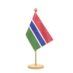 gambia Table Flag With wooden Base And wooden pole