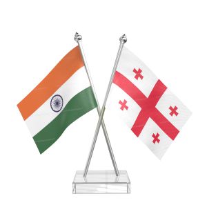 Georgia Table Flag With Stainless Steel pole and transparent acrylic base silver top