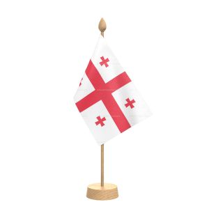 Georgia Table Flag With Wooden Base and 15" Wooden Pole