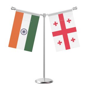 Y Shaped Georgia Table Flag with Stainless Steel Base and Pole