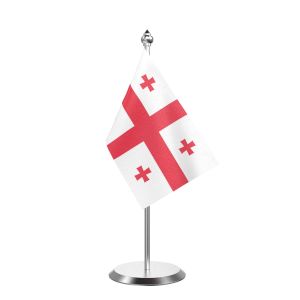 Single Georgia Table Flag with Stainless Steel Base and Pole with 15" pole