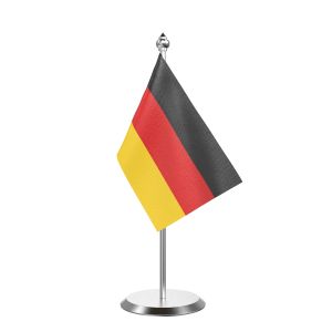 Single Germany Table Flag with Stainless Steel Base and Pole with 15" pole