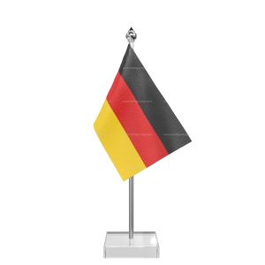Germany Table Flag With Stainless Steel Pole And Transparent Acrylic Base Silver Top