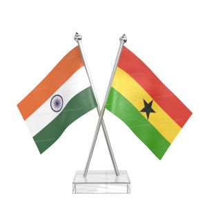 Ghana Table Flag With Stainless Steel pole and transparent acrylic base silver top