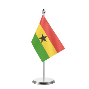 Ghana  Table Flag With Stainless Steel Base And Pole