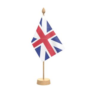 Great Britain Table Flag With Wooden Base and 15" Wooden Pole