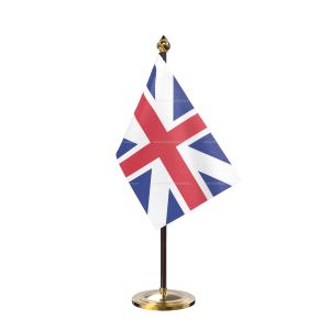 Great Britain Table Flag With Golden Base And Plastic pole