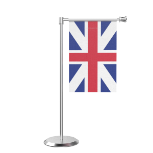 L Shape Table Great Britain Table Flag With Stainless Steel Base And Pole