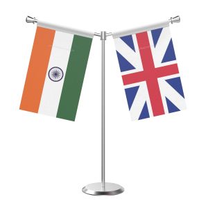 Y Shaped Great britain Table Flag with Stainless Steel Base and Pole