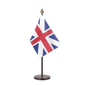 Great Britain Table Flag With Black Acrylic Base And Gold Top
