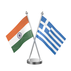 Greece Table Flag With Stainless Steel Base and Pole