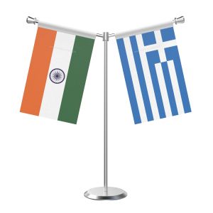 Y Shaped Greece Table Flag with Stainless Steel Base and Pole