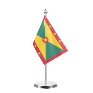 Single Greenada Table Flag with Stainless Steel Base and Pole with 15" pole