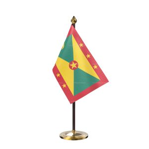 Greenada Table Flag With Golden Base And Plastic pole