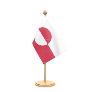 Greenland Table Flag With wooden Base And wooden pole