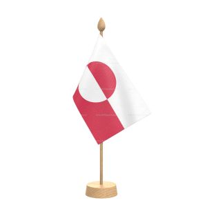 Greenland Table Flag With Wooden Base and 15" Wooden Pole