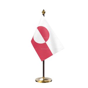 Greenland Table Flag With Golden Base And Plastic pole