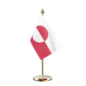 Single Greenland Table Flag With Brass Base And Brass Pole