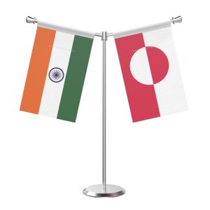 Y Shaped Greenland Table Flag with Stainless Steel Base and Pole