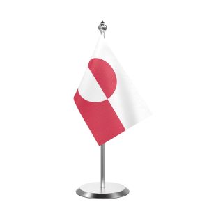 Single Greenland Table Flag with Stainless Steel Base and Pole with 15" pole