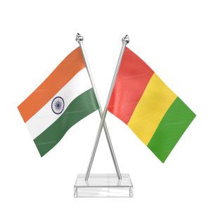 Guinea Table Flag With Stainless Steel pole and transparent acrylic base silver top