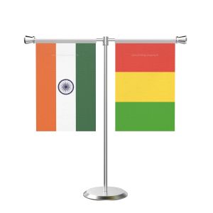 Guinea T Shaped Table Flag with Stainless Steel Base and Pole