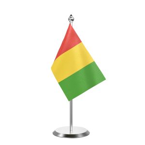 Single Guinea Table Flag with Stainless Steel Base and Pole with 15" pole