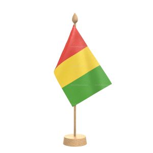 Guinea Table Flag With Wooden Base and 15" Wooden Pole