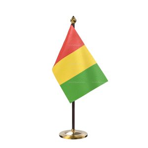 guinea Table Flag With Golden Base And Plastic pole