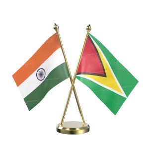 Guyana Table Flag With Brass Base And Brass Pole