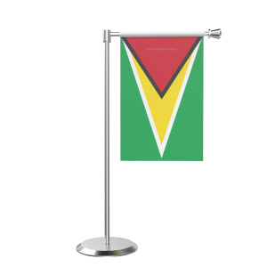 L Shape Table Guyana Table Flag With Stainless Steel Base And Pole