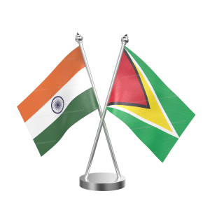Guyana Table Flag With Stainless Steel Base and Pole