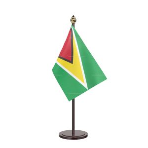 Guyana Table Flag With Black Acrylic Base And Gold Top