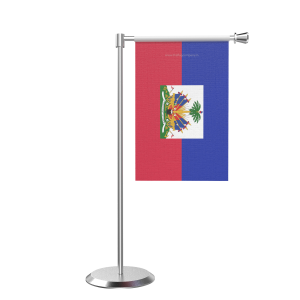 L Shape Table Haiti Table Flag With Stainless Steel Base And Pole