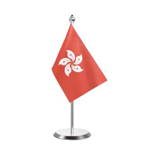 Hong Kong  Table Flag With Stainless Steel Base And Pole