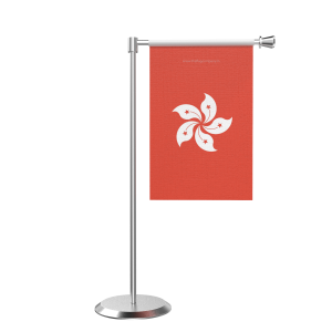 L Shape Table Hong Kong Table Flag With Stainless Steel Base And Pole