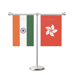 Hong Kong T Shaped Table Flag with Stainless Steel Base and Pole