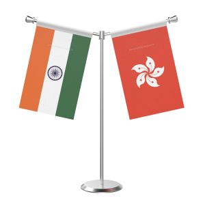 Y Shaped Hong kong Table Flag with Stainless Steel Base and Pole