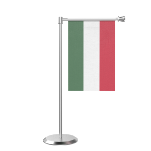 L Shape Table Hungary Table Flag With Stainless Steel Base And Pole