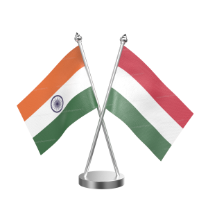Hungary Table Flag With Stainless Steel Base and Pole