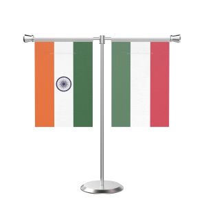Hungary T Shaped Table Flag with Stainless Steel Base and Pole